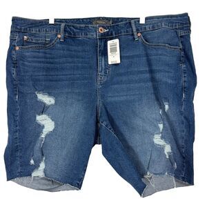 Torrid Bermuda Vtg Stretch Home Skillet Distressed Sz 24 Raw Hem Grunge NWT